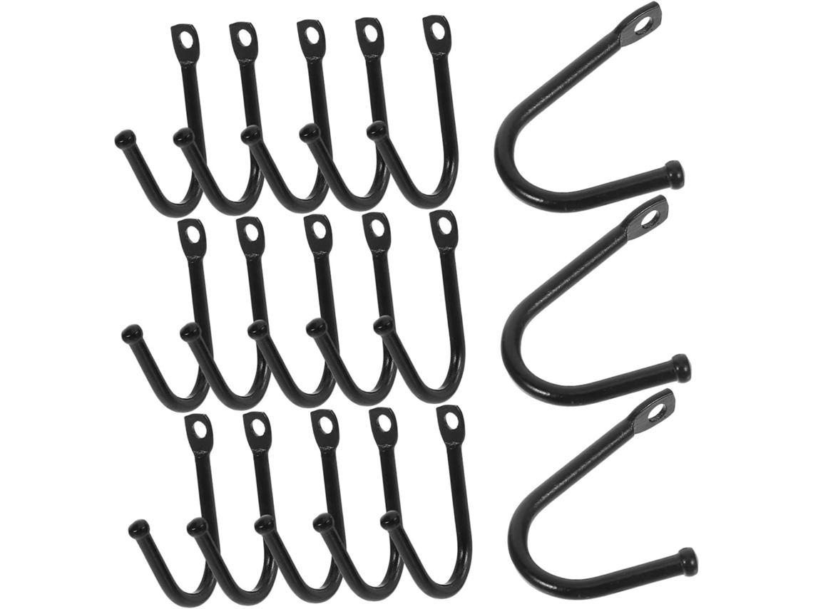 Conjunto 20 Ganchos Parede Reforçados Ferro Forjado Pendurar Ferramentas Jardim Equipamentos Pesados Suportes GOKOCO