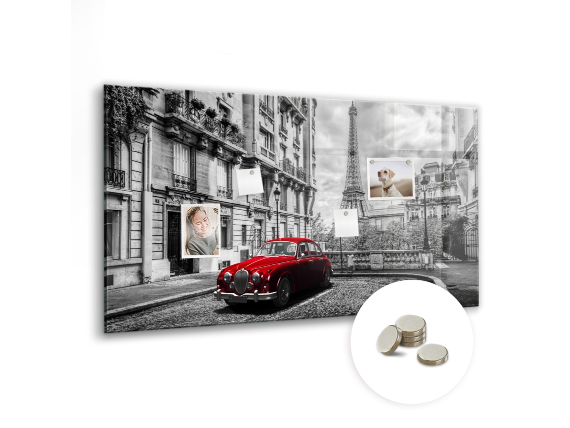 Quadro Magnético Cidade Com Carros Antigos Para A Sala De Estar Espelharte (120x60 Cm)