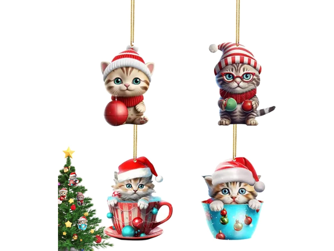 Enfeites De Natal Em Acrílico - Gato, Animal, Pingente, Decoração Para Árvore