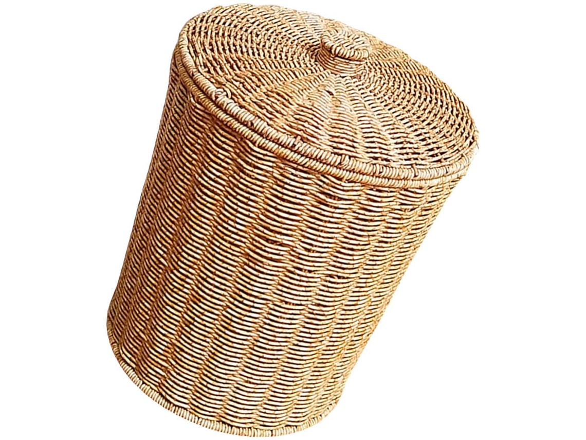 Lixeira Healeved de Vime com Tampa, Cesto Armazenamento Rústico em Imitação Rattan Trançado para Cozinha, Quar