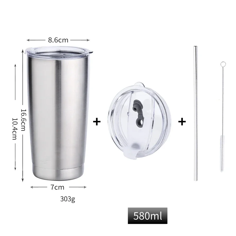 Caneca de Café Antiescaldante a Vácuo em Aço Inoxidável 304 , Adequada para Chá Ou Café. MDUG (580 Ml)