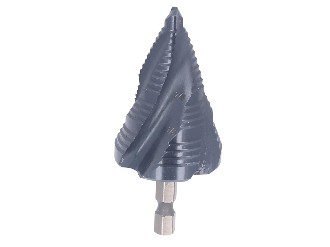 Broca Escalonada Imperial De 1/4 A 1-3/8 Polegadas Para Corte De Metal De Alto Desempenho.