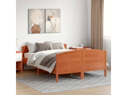 Cama Sem Colchão 140x200 Cm Madeira Pinho Maciça Castanho-mel