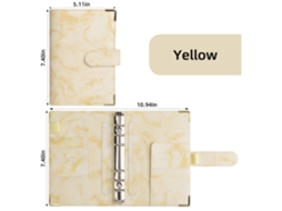 A6 Macaron Marble Pattern Pu Leather Refillable Notebook Budget Planner, Yellow Cover Only