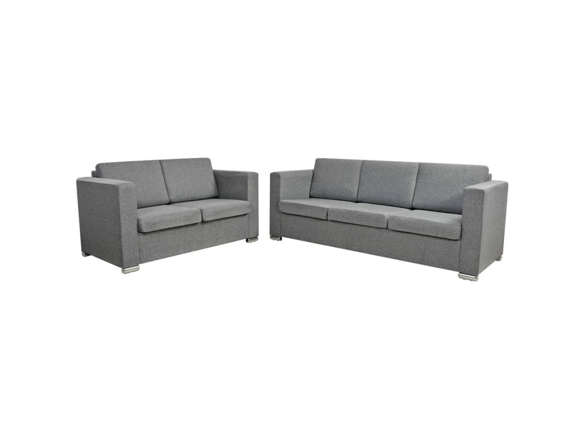 Conjunto de sofás, 2 peças, tecido Cinzento claro, MAISON EXCLUSIVE