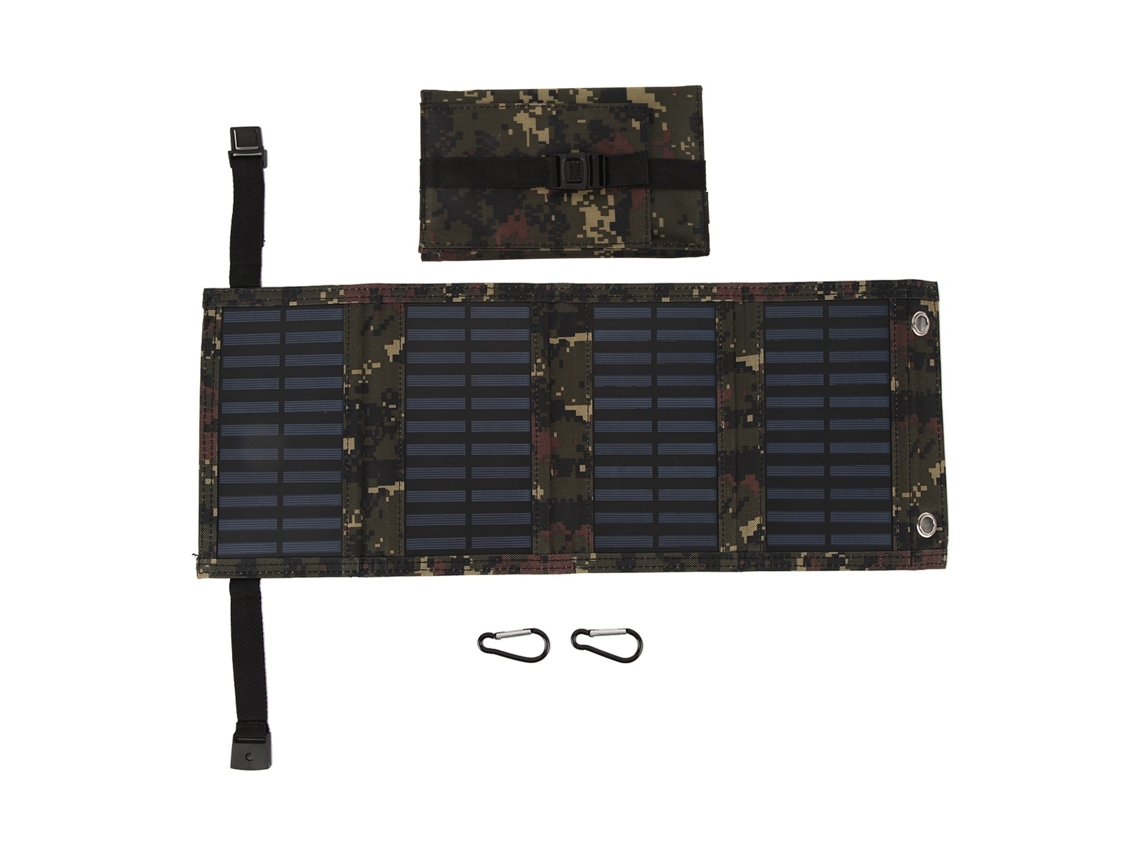 Painel Solar Dobrável Com Porta Usb, 5, 5 V, 20 W, Monocristalino, Alta Eficiência, Ip65 À Prova D'água, Para Camping Ao Ar Livre, Camuflado