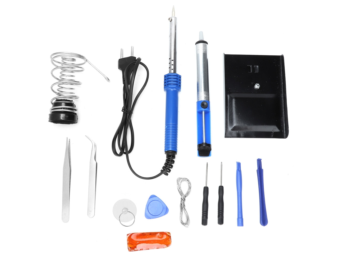 Kit de Ferro de Solda Térmico Externo 60w com 14 Peças e Alça Plástica