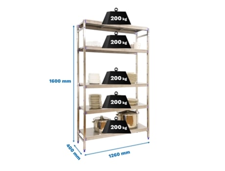 Estante Metálica Simoninox Initial 5ss/1600x1260x400