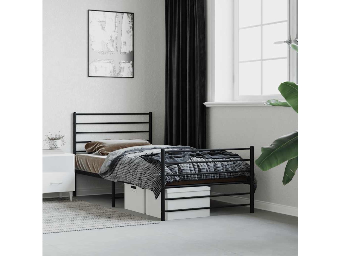 Estrutura de Cama com Cabeceira e Pés Metal Preto MAISON EXCLUSIVE 107x203 cm