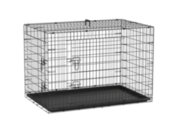 Caixa de Cães Dobrável de Aço 2 Portas Trancáveis 121 X 77 X 82 Cm Preto Ge
