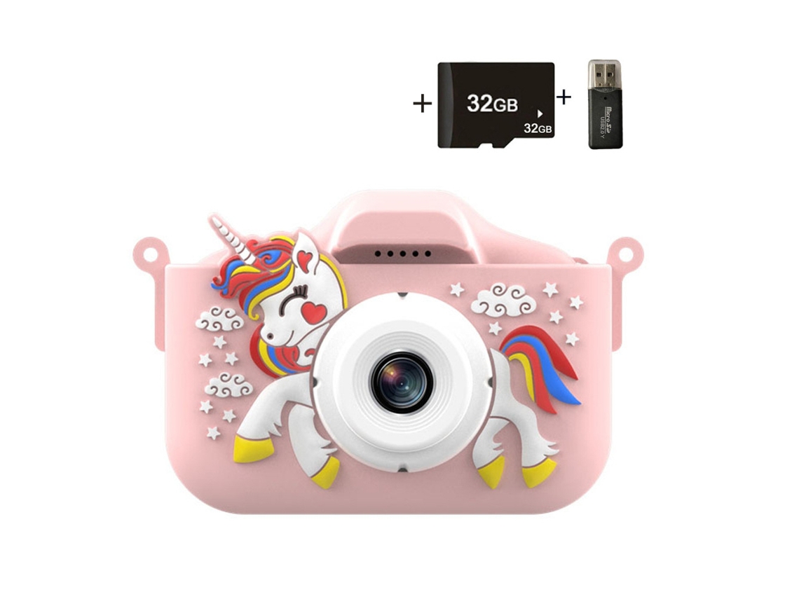 Câmera Infantil Unicorn 4800w Pixel Dual Camera Para Crianças De 3 A 8 Anos 32g Rosa Brilvibera
