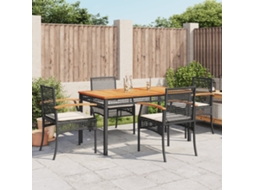 5 Pcs Conjunto De Jantar P/ Jardim C/ Almofadões Vime Pe Preto Dkd Home Decor