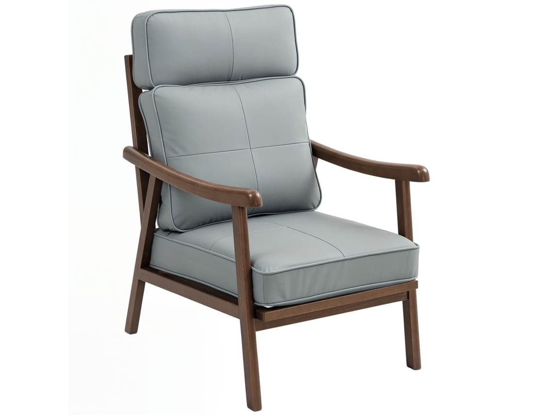 Poltrona de Leitura Estofada S/MARCA (63,5x83x105cm, estrutura de madeira, almofadas acolchoadas)