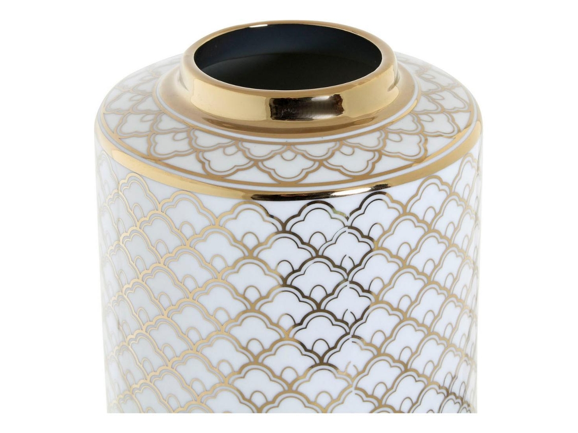 Vaso Dkd Home Decor Branco Porcelana Glam 18 X 18 X 30.5 Cm