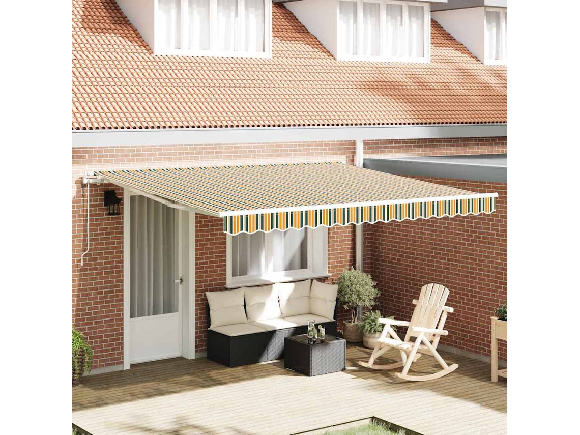 Toldo Retrátil 400 × 300 Cm Verde E Amarelo Haochrymec