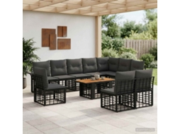 Vidaxl Conjunto De Sofá De Jardim 11 Unid. Preto E Cinza Escuro