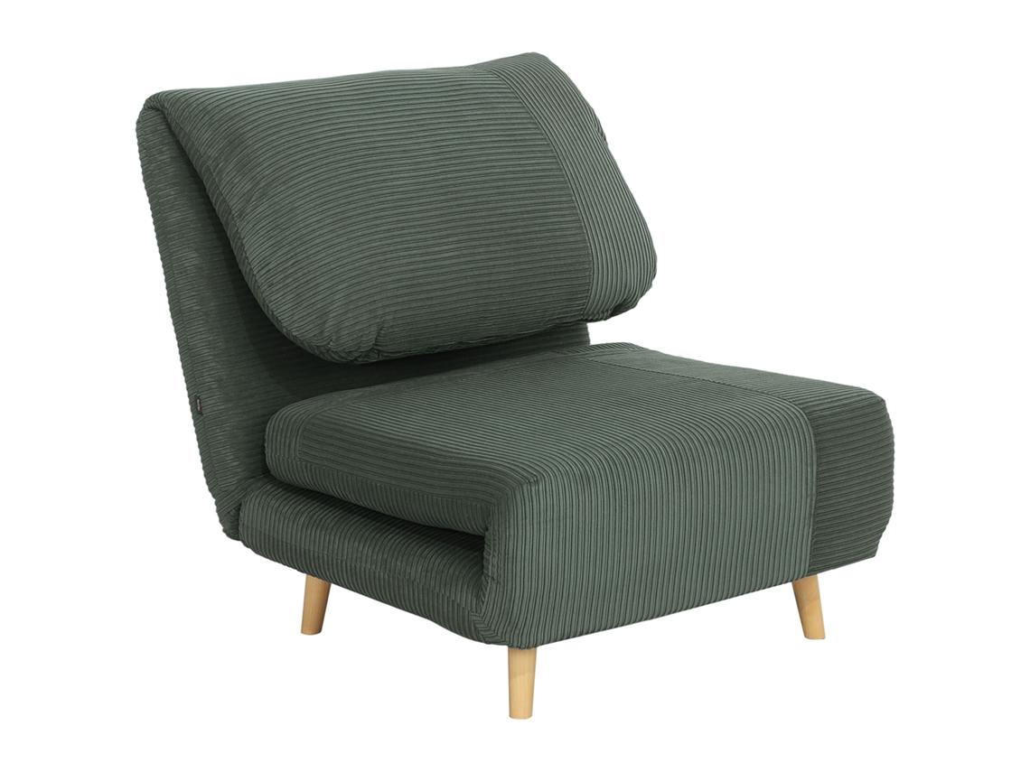 Cama de Poltrona 2 em 1 com Apoio de Cabeça Ajustável em Veludo Cotelê Verde MARCA