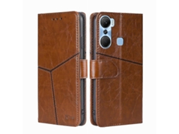 Capa De Celular Flip Em Couro Com Costura Geométrica Para Infinix Hot 12 Pro