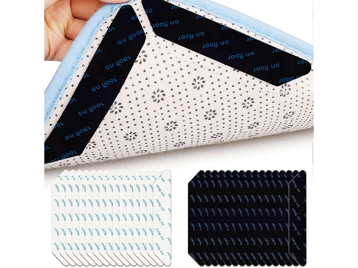 Omni 32 Agarradores de Alfombra Antideslizantes Lavables Y Reutilizables para Suelos de Madera, Baldosas Y Mosaicos (negro Y Blanco)