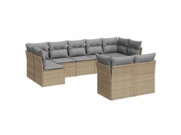 Conjunto de 9 Sofás para Jardim com Almofadões Vime Pe Bege MAISON EXCLUSIVE (90x200 cm)