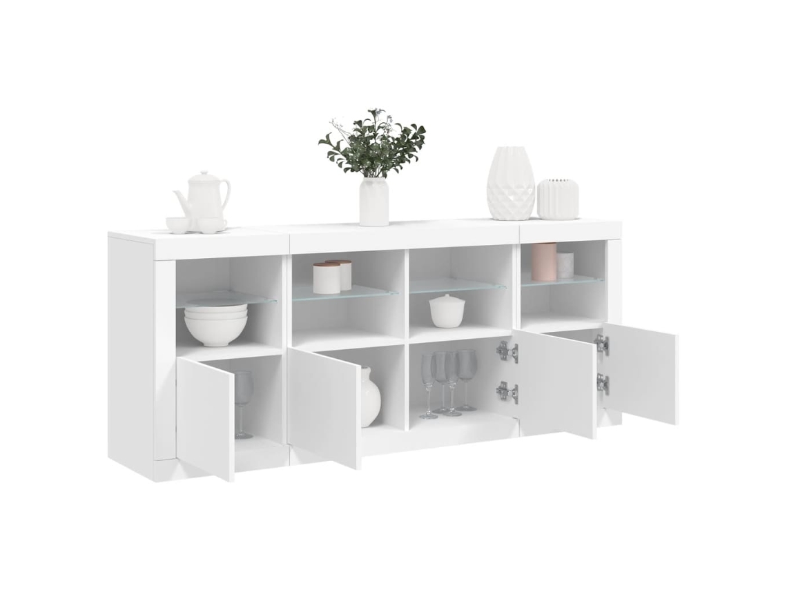 Vidaxl Aparador Com Luzes Led 163x37x67 Cm Branco