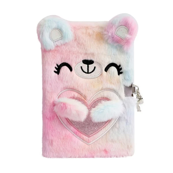 Diário Secreto Com Cadeado, Infantil De Pelúcia, Caderno Rosa