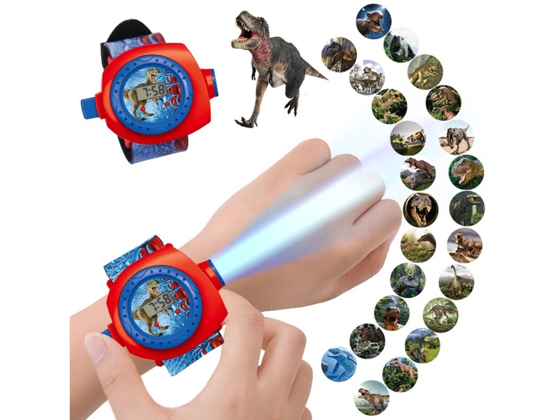 Relógio Projetor Dinossauro 3d 24 Padrões Brinquedo Infantil