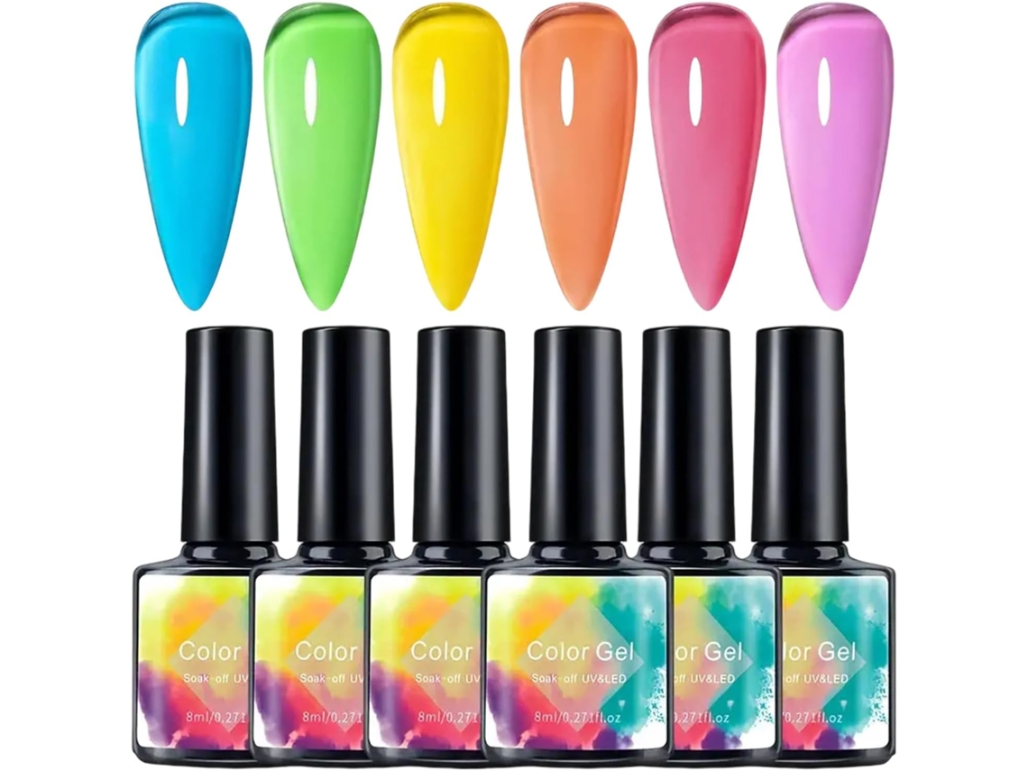 Gel para unhas de longa duração, fluorescente, de secagem rápida e semitransparente.