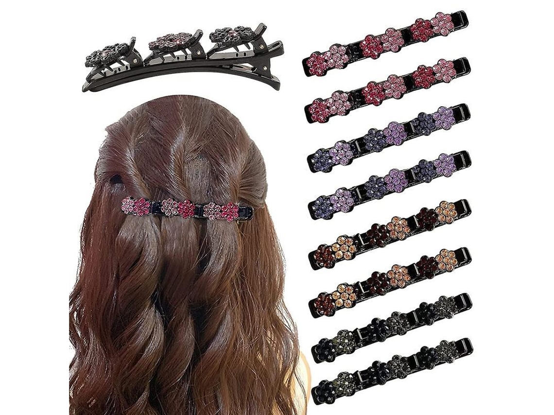 Presilhas de cabelo trançadas com pedras de cristal para mulheres e meninas, modelo 2026.