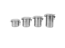 Nova Line conjunto 4 Latas Aço Inoxidável Seladas Armazenamento Culinário Café Chá Açúcar