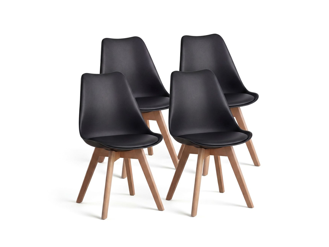 Pack 4 Cadeiras de Jantar Beench Preto 41x83x49 cm
