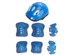 Rebe-conjunto De Equipo De Protección Deportiva Para Niños: Casco De Bicicleta, Rodilleras, Codos Y Muñequeras Ajustables Para Edad 5-14, Azul