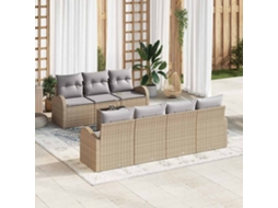 Vidaxl Conjunto De Sofá De Jardim Bege 55 X 55 X 37 Cm Vime Pe