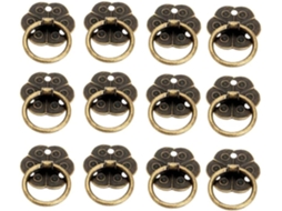 Conjunto De 12 Puxadores Vintage Furo Único Para Gaveta, Em Ferro Com Acabamento Latão Antigo, Design Retrô Com Fio