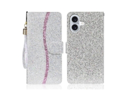 Capa De Couro Para Iphone 17 Com Pó De Glitter