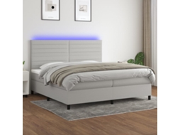 Vidaxl Cama Box Spring C/ Colchão E Led 200x200 Cm Tecido Cinza-claro