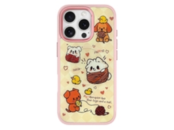 Capa Magnética Tkdaddy Para Iphone 16 Pro Max Em Tpu Com Placa Traseira De Gato Em Malha De Pato Amarelo E Rosa