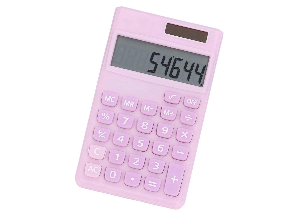 Calculadora De Bolso Portátil De 8 Dígitos Com Alimentação Solar E Tela Lcd Grande Rosa Claro E Roxo Everley891