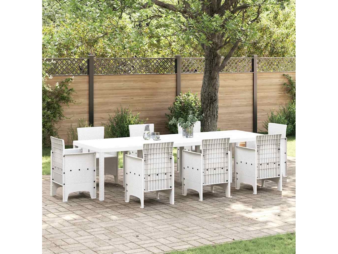 Vidaxl Mesa De Jardim Branco 300 X 100 X 73 Cm Vime Pe