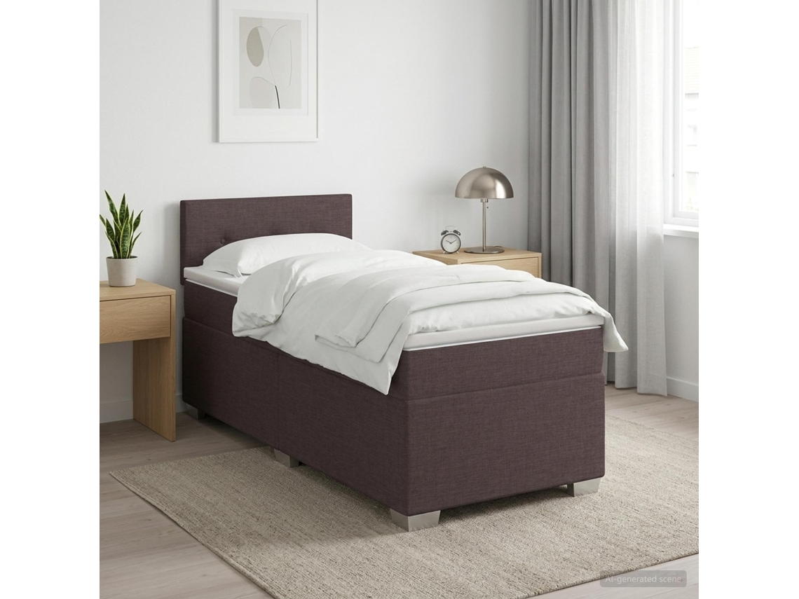 Vidaxl Cama Box Spring Com Colchão E Led Marrom Escuro 90 X 190 Cm