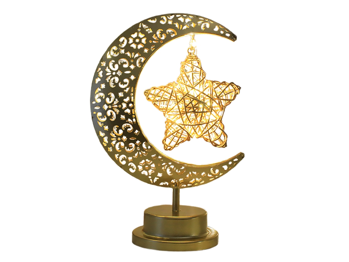 Laxiscreed Lâmpada De Mesa Decorativa Com Design De Lua E Estrela Em Ferro Para Festas