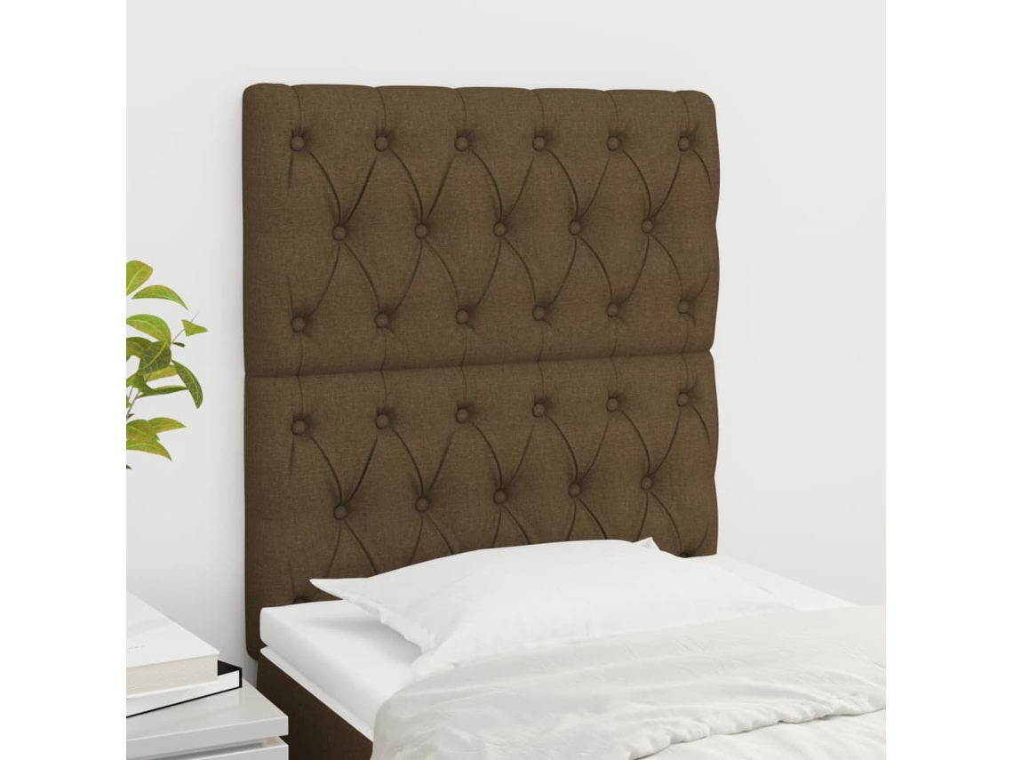 Vidaxl Cabeceira Castanho Escuro 80x7x118/128 Cm Tecido