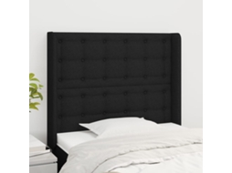 Vidaxl Cabeceira De Cama C/ Abas Tecido 83x16x118/128 Cm Preto