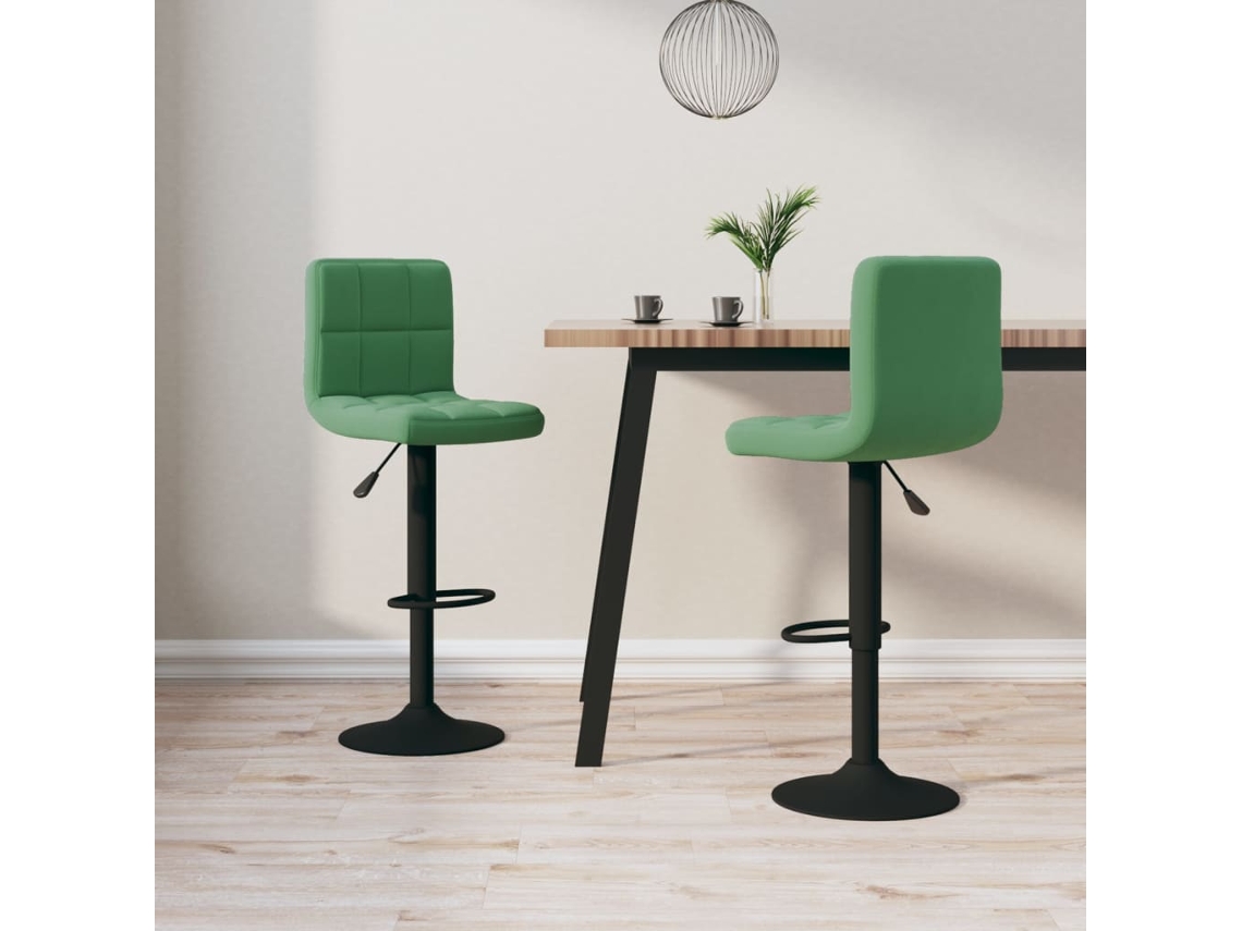 Vidaxl Bancos De Bar 2 Pcs Veludo Verde-escuro