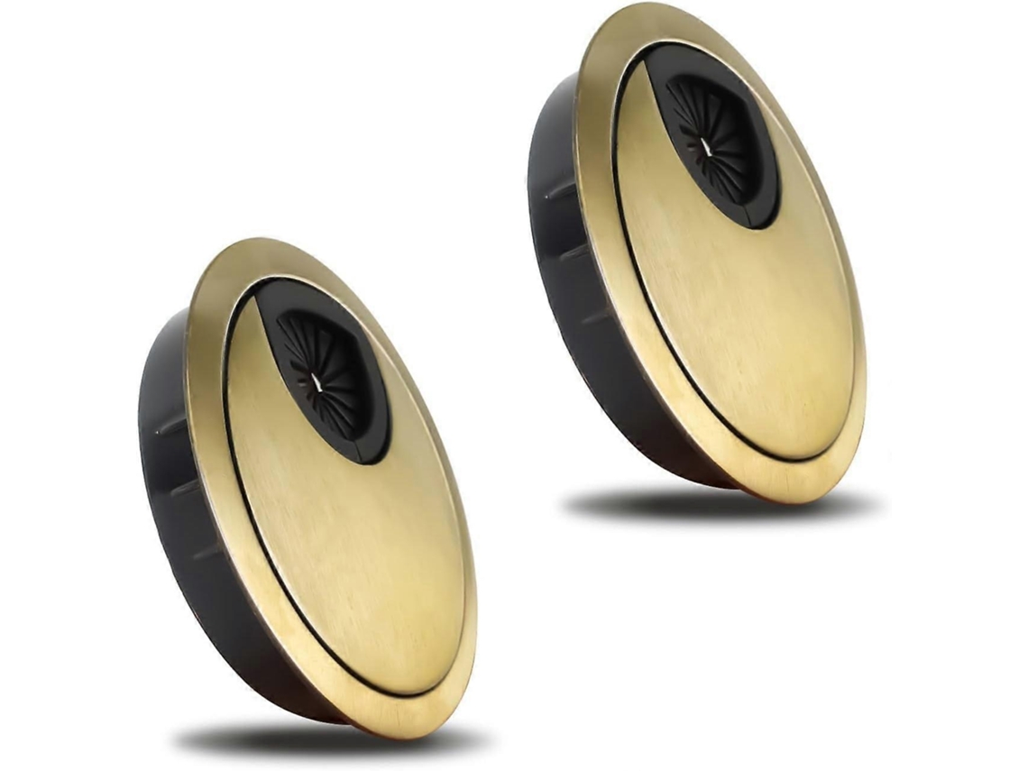 Lurelia Passa-cabos De Mesa, Pack De 2, 20 X 20 Mm, 60 Mm, Metal, Resistente, Preto, Bronze