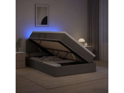 Vidaxl Cama De Armazenamento Led Com Colchão Cinzento-escuro