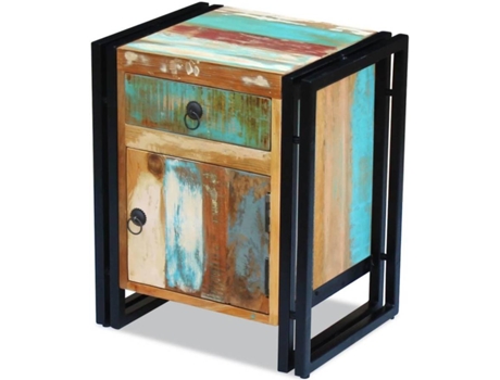 Mesa de Cabeceira  Madeira Sólida Recuperada (43x33x51cm)