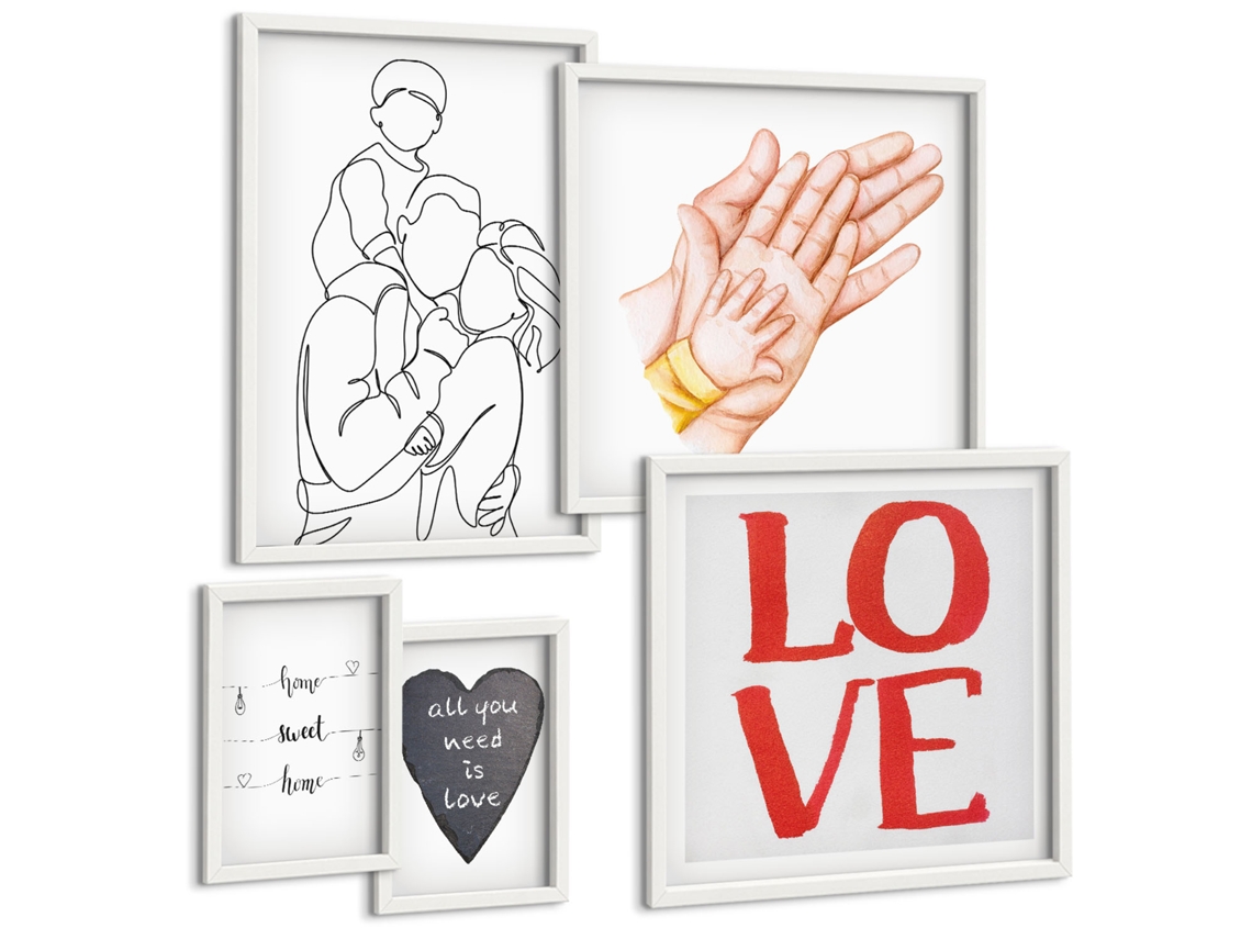 Conjunto De Pinturas Família Amor Aconchego Felicidade Espelharte (5 Peças)