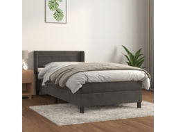 Vidaxl Cama Com Molas/colchão 90x190 Cm Veludo Cinza-escuro