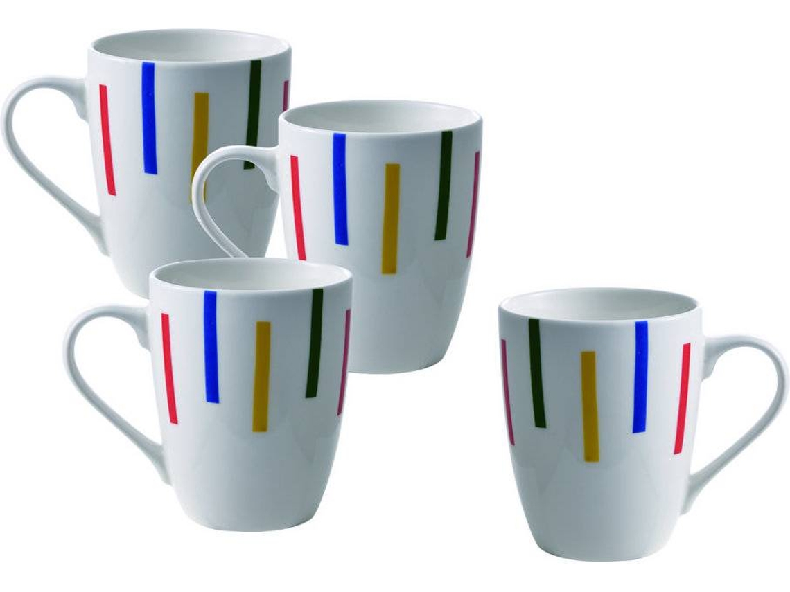 Conjunto de 4 Canecas de BENETTON (Branco- 19 x 14 cm)